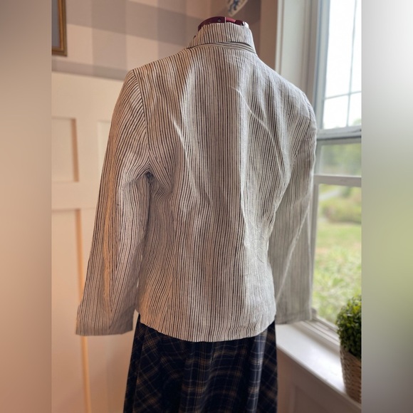 Anthropologie Linen Striped Blazer Size 12 - Picture 8 of 8